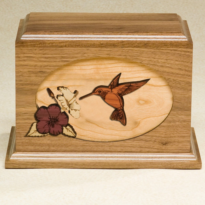 Hummingbird Solid Walnut Wood 200 cu in Cremation Urn-Cremation Urns-Infinity Urns-Afterlife Essentials
