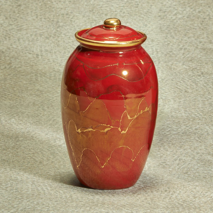 Inspiration Red Finish Ceramic Small 45 cu in Cremation Urn-Cremation Urns-Infinity Urns-Afterlife Essentials