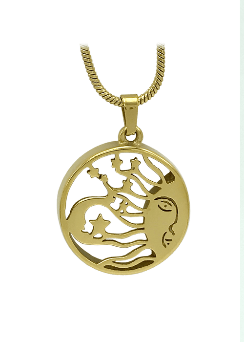 Sun and Moon Pendant with chain-Jewelry-Bogati-Gold tone-Afterlife Essentials