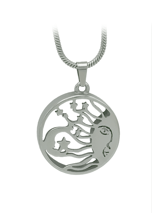 Sun and Moon Pendant with chain-Jewelry-Bogati-Silver tone-Afterlife Essentials