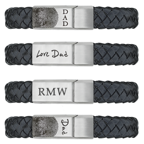Men's Personalized Keepsake: Leather and Stainless Steel Bracelet-Jewelry-New Memorials-Afterlife Essentials