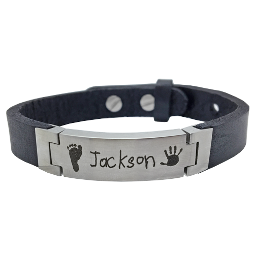 Personalized Stainless Steel Leather Bracelet-Jewelry-New Memorials-Afterlife Essentials