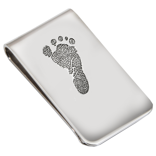 Sterling Silver Money Clip Footprint Fingerprint Memorial Jewelry-Jewelry-New Memorials-Afterlife Essentials