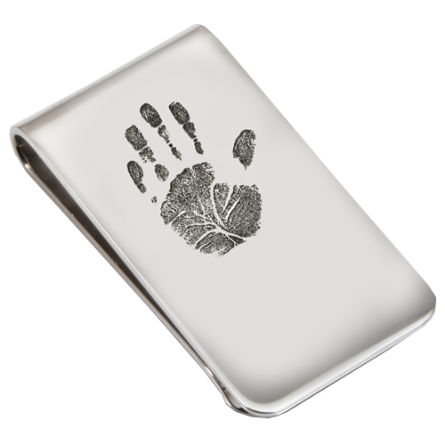 Sterling Silver Money Clip Handprint Fingerprint Memorial Jewelry-Jewelry-New Memorials-Afterlife Essentials