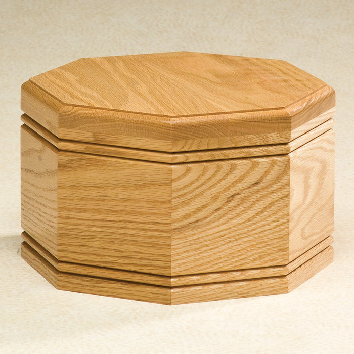 Octagon Solid Oak Wood Adult 205 cu in Cremation Urn-Cremation Urns-Infinity Urns-Afterlife Essentials
