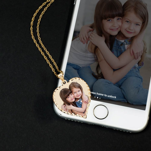 Heart Photo Pendant with Diamond Cut Edge w/ 18 Inch Chain Jewelry-Jewelry-Photograve-Afterlife Essentials