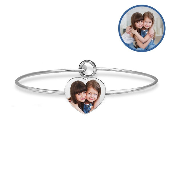 Personalized Heart Photo Engraved Bangle Bracelet Jewelry-Jewelry-Photograve-Afterlife Essentials