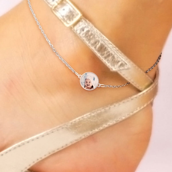 Photo Engraved Anklet w/ Box Chain & Lobster Claw Jewelry-Jewelry-Photograve-Afterlife Essentials