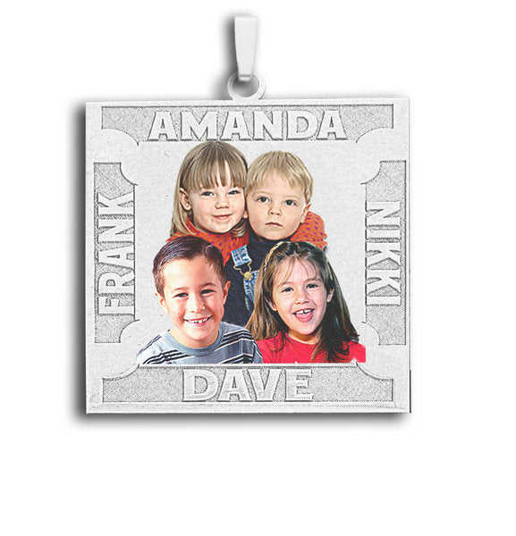 Square Photo Pendant w/ 4 Names Etched Jewelry-Jewelry-Photograve-Afterlife Essentials