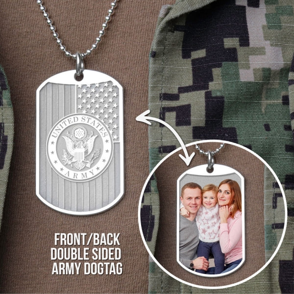Officially Licensed Reversible US Army Photo Engraved Dog Tag Jewelry-Jewelry-Photograve-Afterlife Essentials