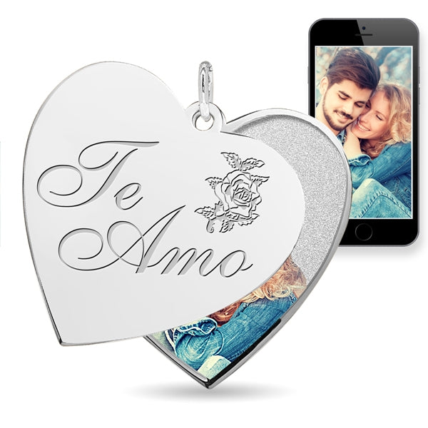 "Te Amo" (I Love You in Spanish) Heart Swivel Photo Pendant Jewelry-Jewelry-Photograve-Afterlife Essentials