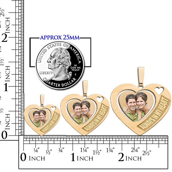 Heart w/ "Always in my Heart" Etched Photo Jewelry-Jewelry-Photograve-Afterlife Essentials