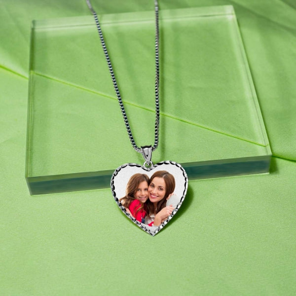 Modern Heart Photo Pendant with Diamond Cut Edge Jewelry-Jewelry-Photograve-Afterlife Essentials