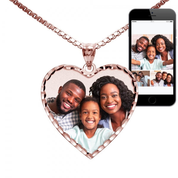 Modern Heart Photo Pendant with Diamond Cut Edge Jewelry-Jewelry-Photograve-Afterlife Essentials