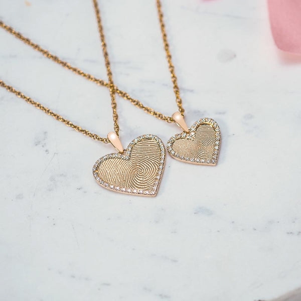 Diamond Frame Heart Fingerprint Necklace Jewelry-Jewelry-Photograve-Afterlife Essentials