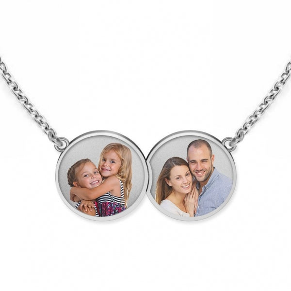 Horizontal Double Round Photo Engraved Pendant Jewelry-Jewelry-Photograve-Afterlife Essentials