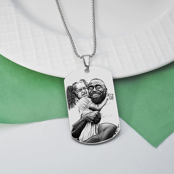 Stainless Steel Dog Tag Photo Pendant with Chain Jewelry-Jewelry-Photograve-Stainless Steel-1 1/4" X 2"-Afterlife Essentials