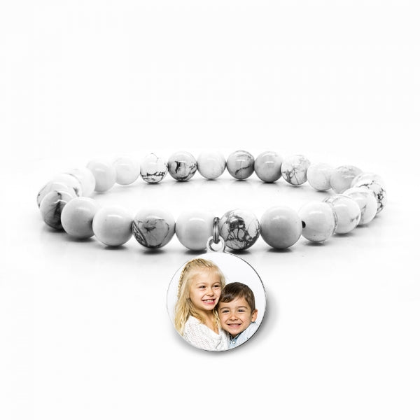 Photo Engraved Beaded Stretch Bracelet Jewelry-Jewelry-Photograve-Afterlife Essentials
