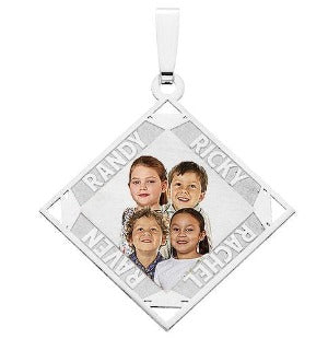 Large Diamond Shaped Pendant w/ 4 Names Jewelry-Jewelry-Photograve-Afterlife Essentials