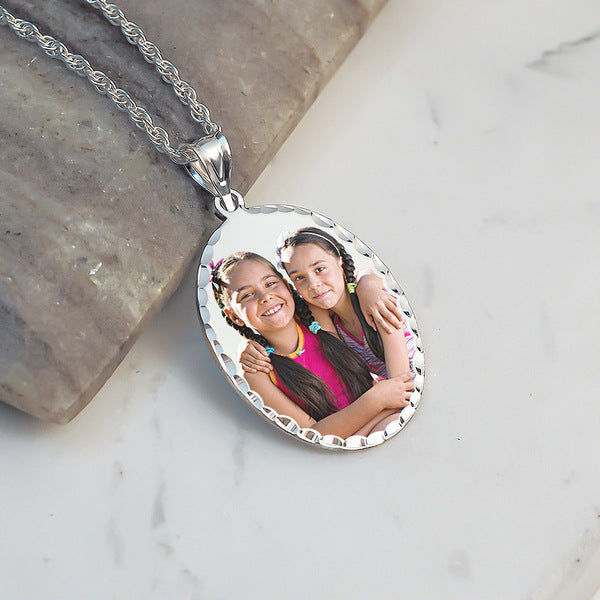 Large Oval w/ Diamond Cut Edge Photo Pendant Jewelry-Jewelry-Photograve-Afterlife Essentials