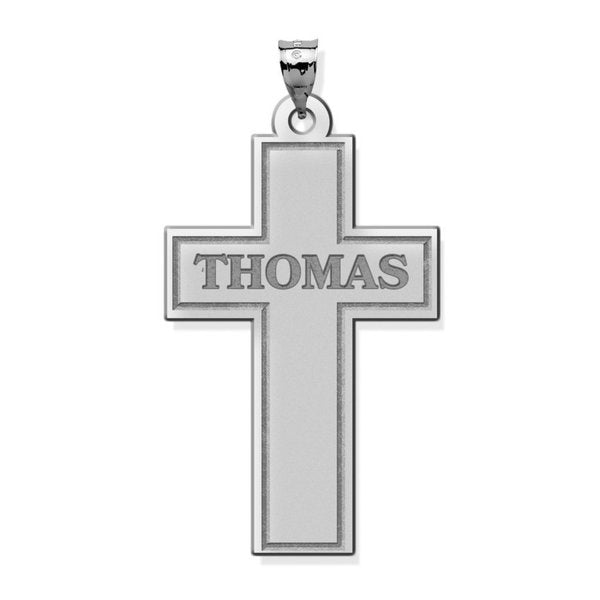 Personalized Cross with "Block Name" Etched Jewelry-Jewelry-Photograve-Afterlife Essentials