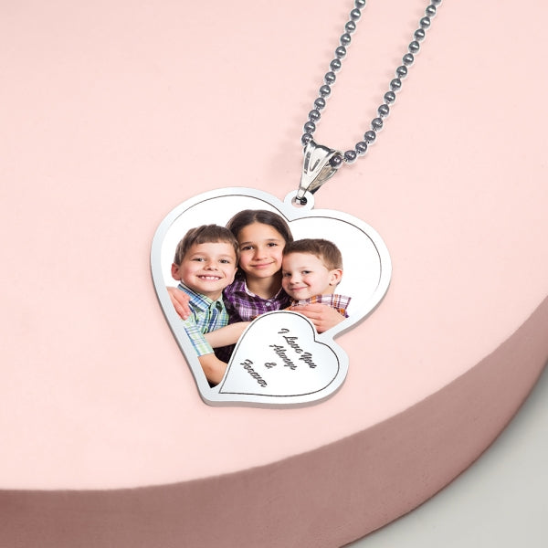 Double Heart Photo Pendant w/ Personalized Front Engraving Jewelry-Jewelry-Photograve-Afterlife Essentials