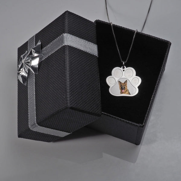 Stainless Steel Photo Engraved Paw Print Pendant with Chain Jewelry-Jewelry-Photograve-Afterlife Essentials
