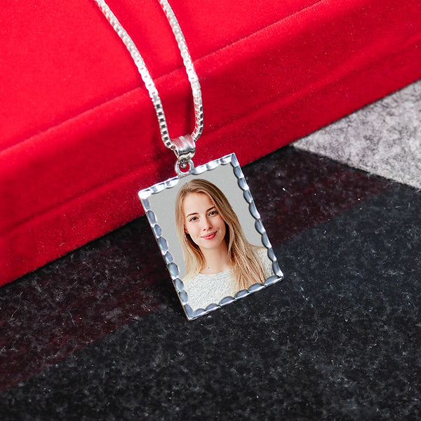 Petite Rectangle w/ Diamond Cut Edge Photo Pendant Jewelry-Jewelry-Photograve-Afterlife Essentials