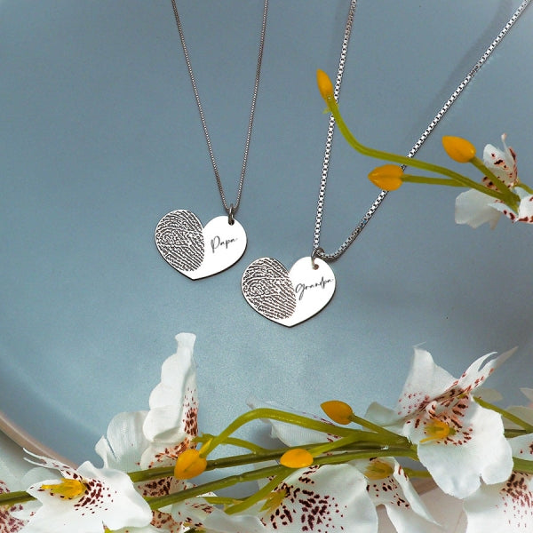 Personalized Fingerprint Dangle Heart Pendant w/ Name Jewelry-Jewelry-Photograve-Afterlife Essentials