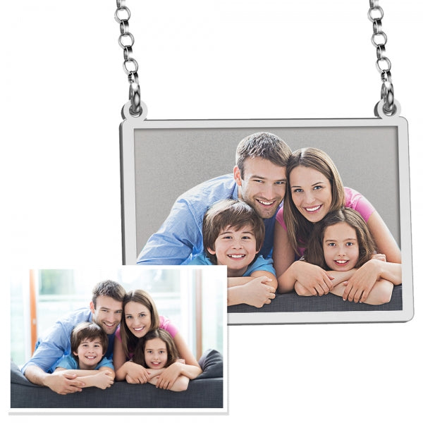 Sideways Rectangle Photo Engraved Necklace w/ 18" Chain Jewelry-Jewelry-Photograve-Afterlife Essentials