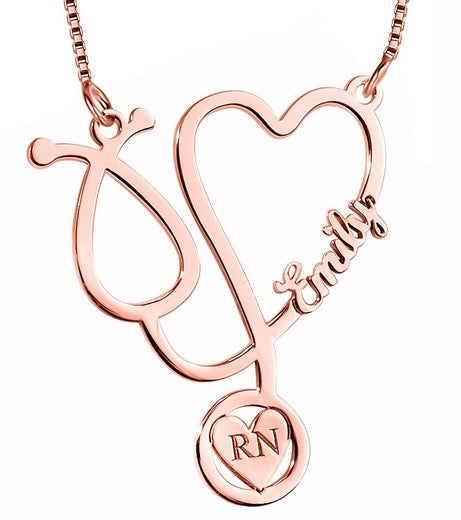 Personalized Nurse Stethoscope Name Necklace with Chain Included Jewelry-Jewelry-Photograve-Afterlife Essentials