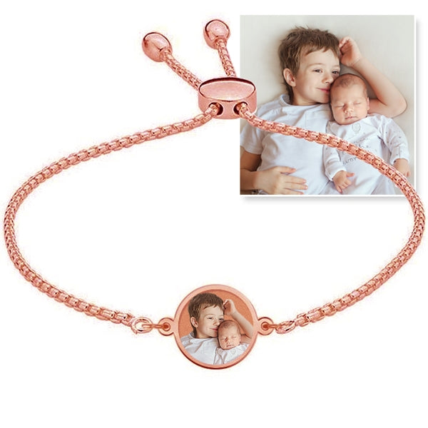 Women's Adjustable Round Photo Engraved Bracelet Jewelry-Jewelry-Photograve-Afterlife Essentials