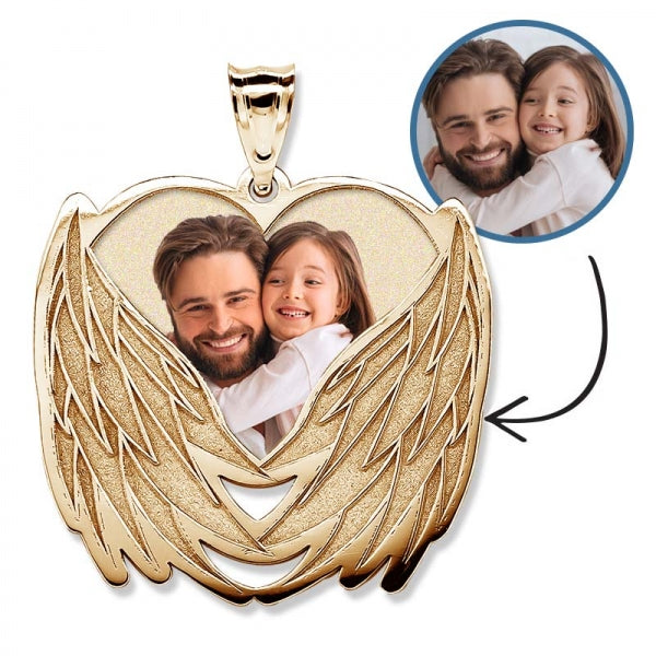 Custom Photo Engraved Angel Wing Charm or Pendant Jewelry-Jewelry-Photograve-Afterlife Essentials