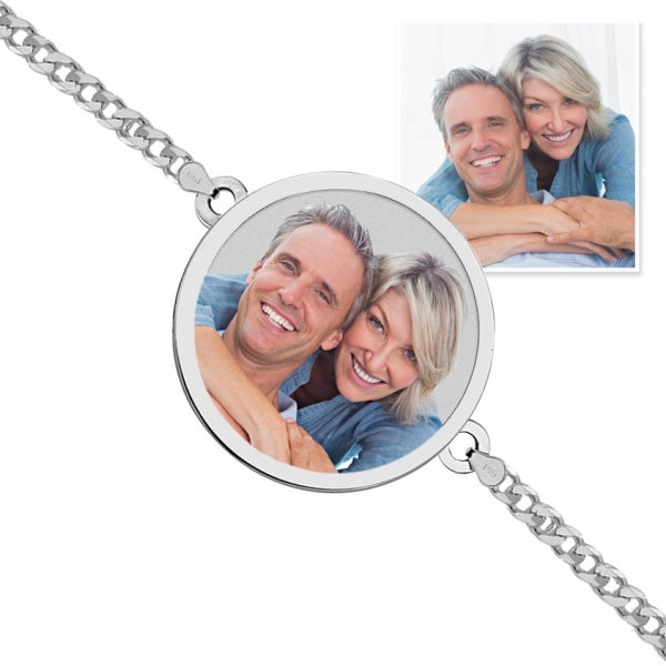 Round Photo Engrave Bracelet w/ Curb Chain Jewelry-Jewelry-Photograve-Afterlife Essentials