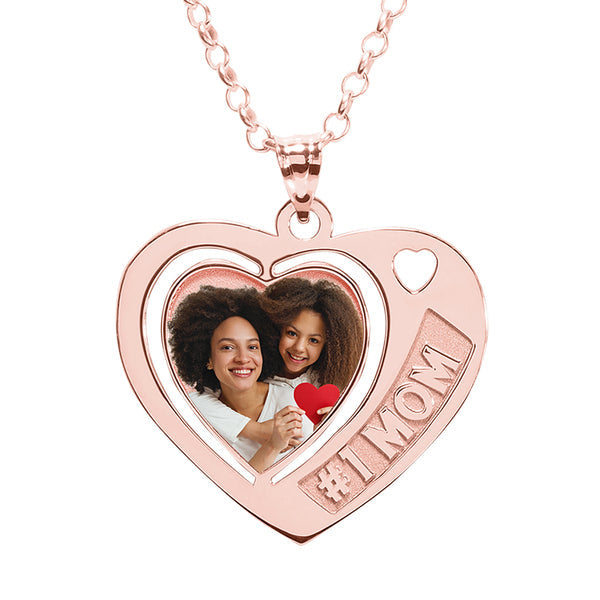 Heart w/ # 1 MOM Etched Jewelry-Jewelry-Photograve-Afterlife Essentials