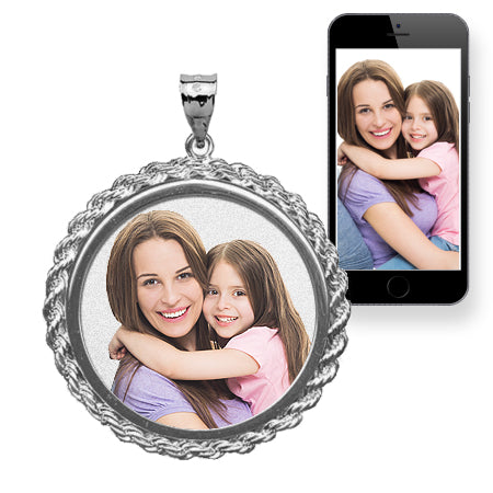 Small Round w/ Rope Frame Photo Pendant Jewelry-Jewelry-Photograve-Afterlife Essentials
