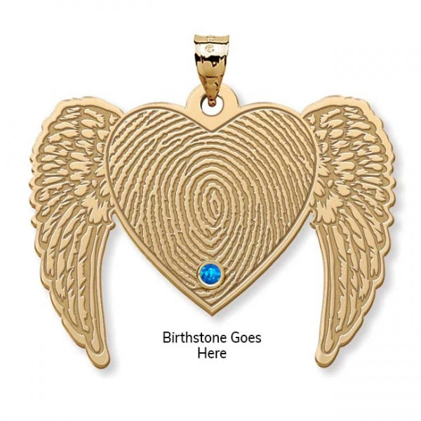 Custom Fingerprint Angel Wing Heart Charm or Pendant Jewelry-Jewelry-Photograve-Afterlife Essentials