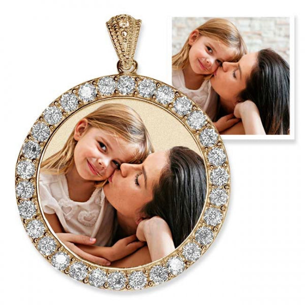 Sterling Silver & CZ Premium Round Photo Pendant Jewelry-Jewelry-Photograve-Afterlife Essentials