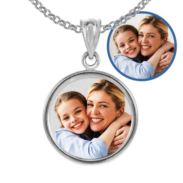 Petite Round Bezel Frame Photo Engraved Pendant Jewelry-Jewelry-Photograve-Afterlife Essentials