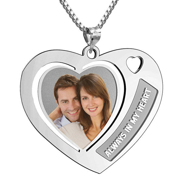 Heart w/ "Always in my Heart" Etched Photo Jewelry-Jewelry-Photograve-Afterlife Essentials