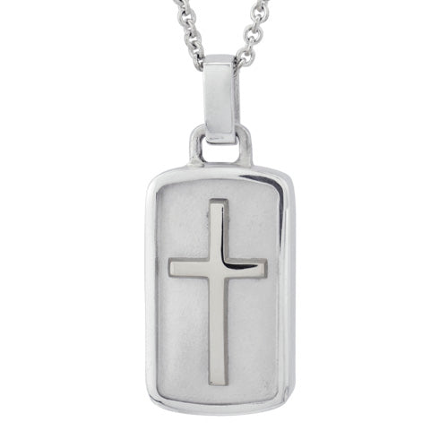 Petite Dog Tag Cross VP1016SS Cremation Jewelry-Jewelry-Precious Vessel-Afterlife Essentials