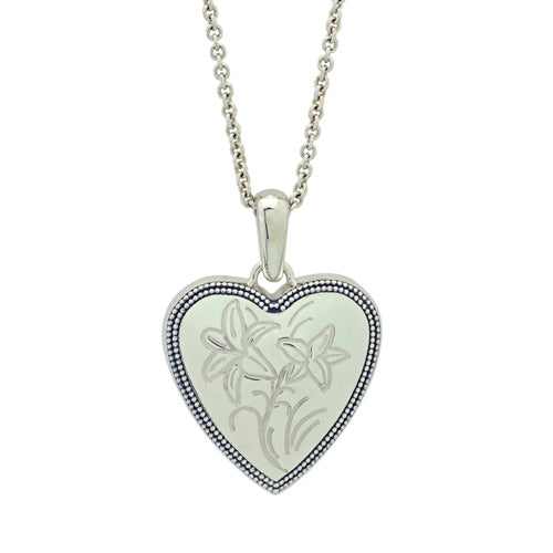 Engraved Lily Heart VP1031SS Cremation Jewelry-Jewelry-Precious Vessel-Afterlife Essentials